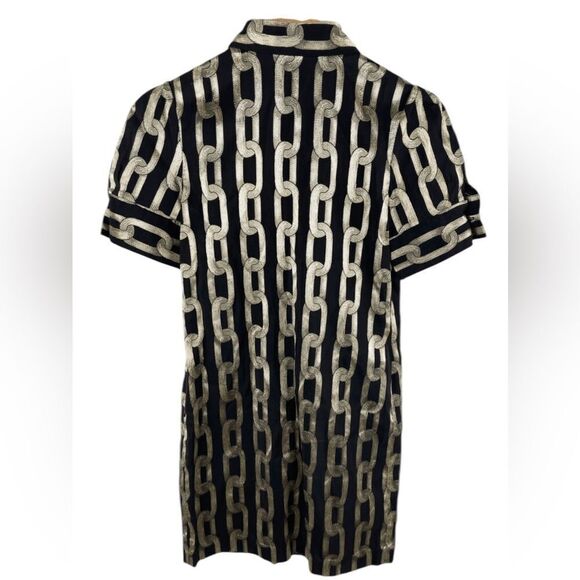 Adam Lippes Adam plus eve Metallic Gold Black Chain Link Dress 6 - Picture 2 of 6